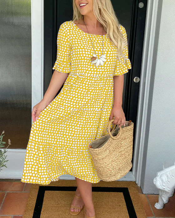 🌸Summer Specials🌸Elegant Polka Dot Midi Dress